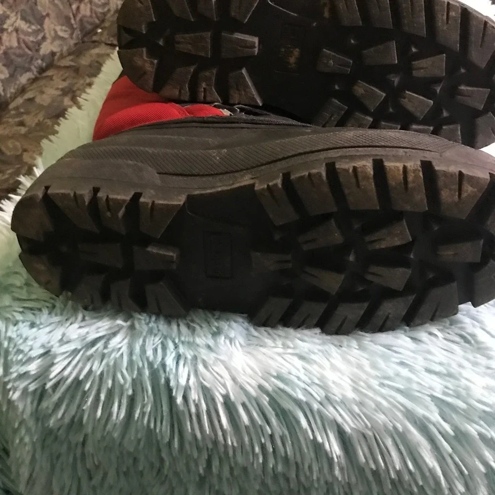 L.L. BEAN Kids DCR841 Black & Red‎ Mid Calf Winter Boots With Liner Big Kids 6